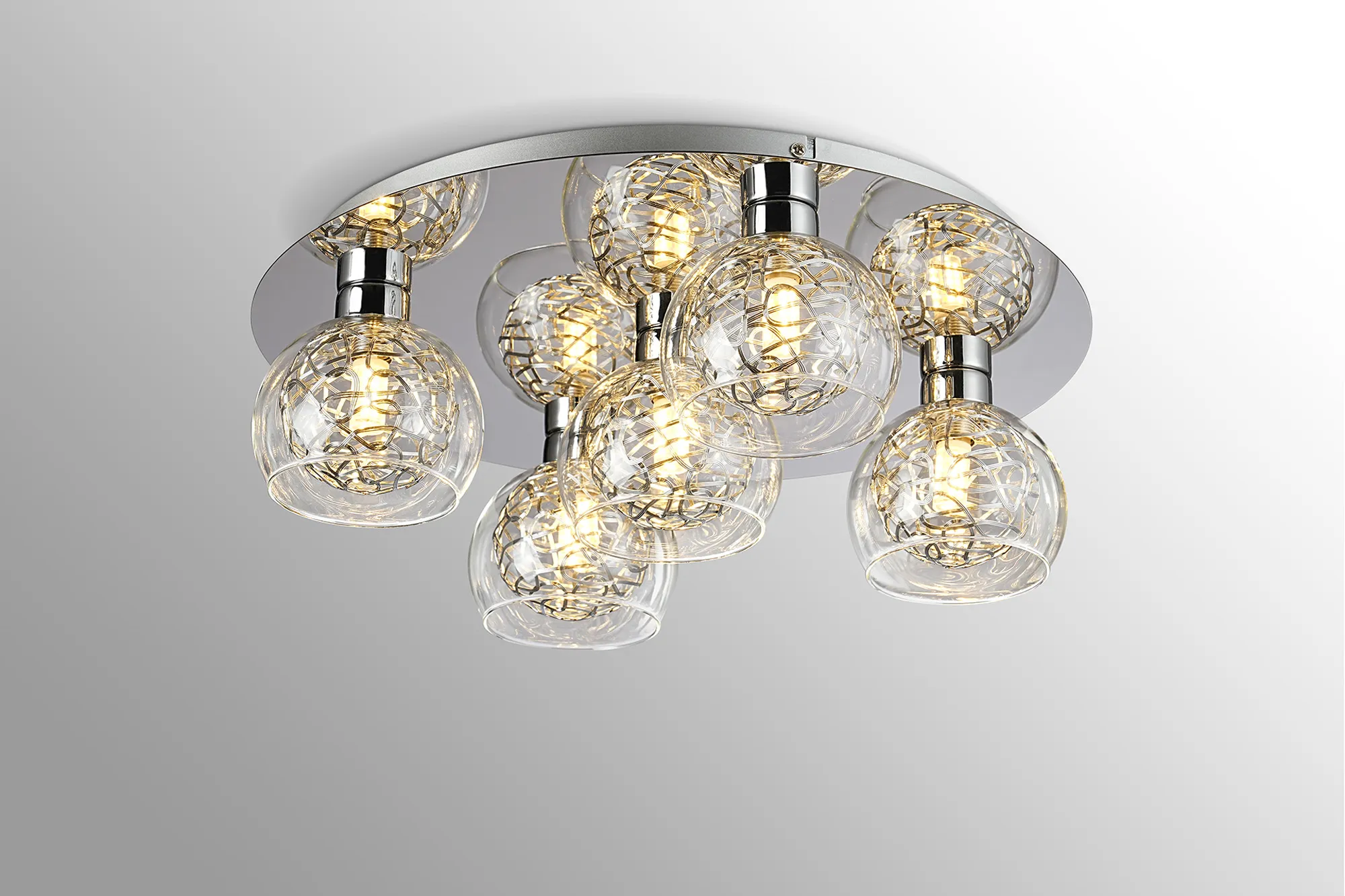 Talia Glass Flush Ceiling 5 Light Polished Chrome D0765  Deco Talia